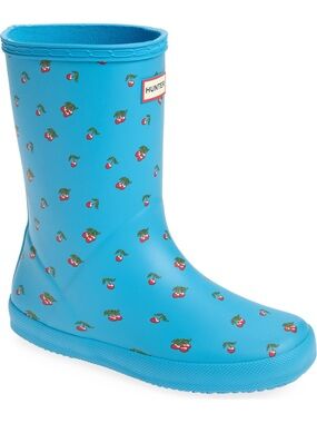 Kids Hunter Blue Cherry Print Rain Boots
Size 2